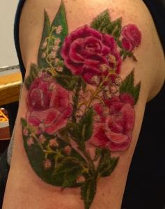 Dawn Lubbert Tattoo Art - Roses and Lily of the Valley